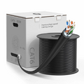 Cat6 Ethernet Bulk Cable, 1000ft (305m), UL Listed, 26AWG Stranded Pure Bare Copper Wire, 550MHz, Shielded (F/UTP), PVC CM, with Reel (Black)
