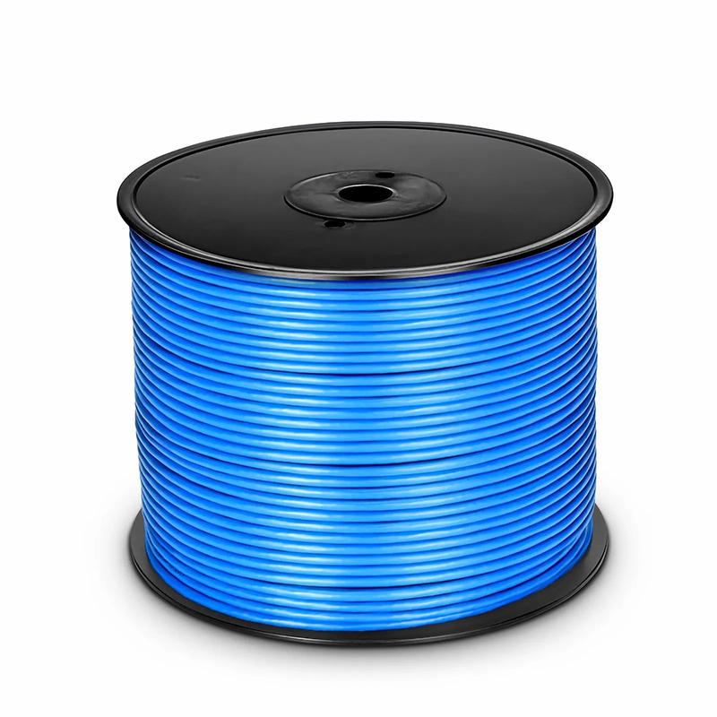 Cat6 Ethernet Bulk Cable, 1000ft (305m), UL Listed, 24AWG Stranded Pure Bare Copper Wire, 550MHz, Unshielded (UTP), PVC CM, with Reel (Blue)