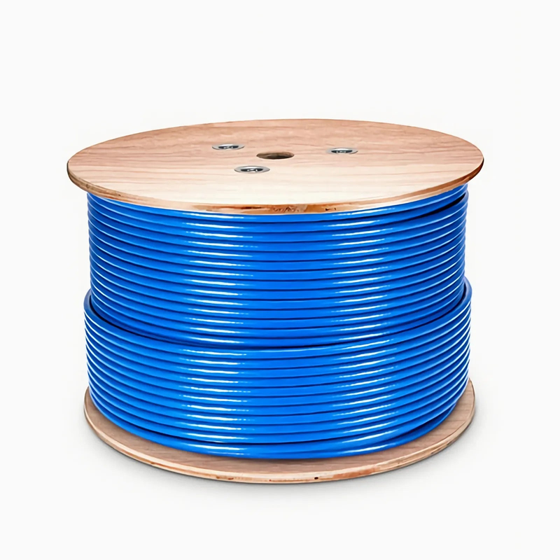 Cat6a Ethernet Bulk Cable, 1000ft (305m), 23AWG Solid Pure Bare Copper Wire, 750MHz, Shielded (S/FTP), PVC CMR, with Reel (Blue)