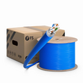 Cat8 Ethernet Bulk Cable, 1000ft (305m), 23AWG Solid Pure Bare Copper Wire, 2000MHz, Shielded (S/FTP), PVC CMR, with Reel (Blue)