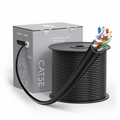 Cat5e Ethernet Bulk Cable, 1000ft (305m), UL Listed, 26AWG Stranded Pure Bare Copper Wire, 350MHz, Shielded (F/UTP), PVC CM, with Reel (Black)