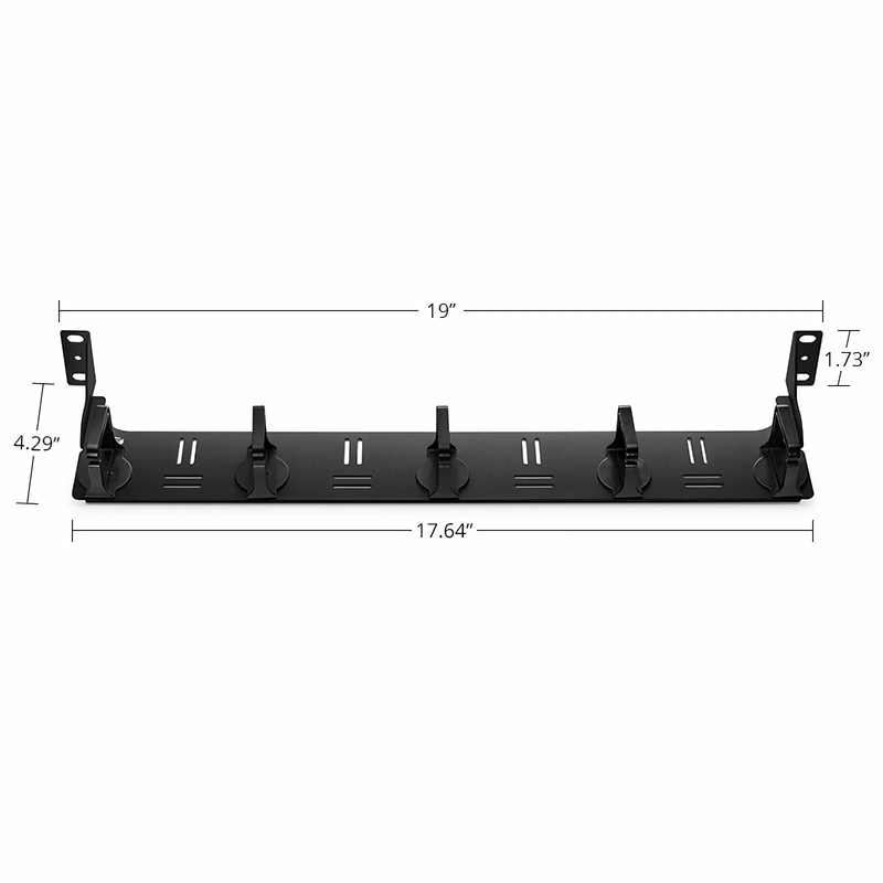 Horizontal Single Sided Cable Manager for 19 in. Rack or Cabinet, 0RU, 5 Snap-in D-Rings, 4.29 in. Depth