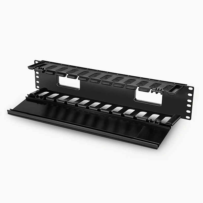 Horizontal Single Sided Manager, 2RU, Finger Duct with Cover, 3.43 in. Depth