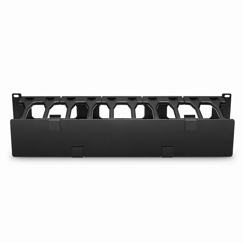 Horizontal Single Sided High Capacity Cable Manager, 2RU, Finger Duct with Cover, 4.56 in. Depth