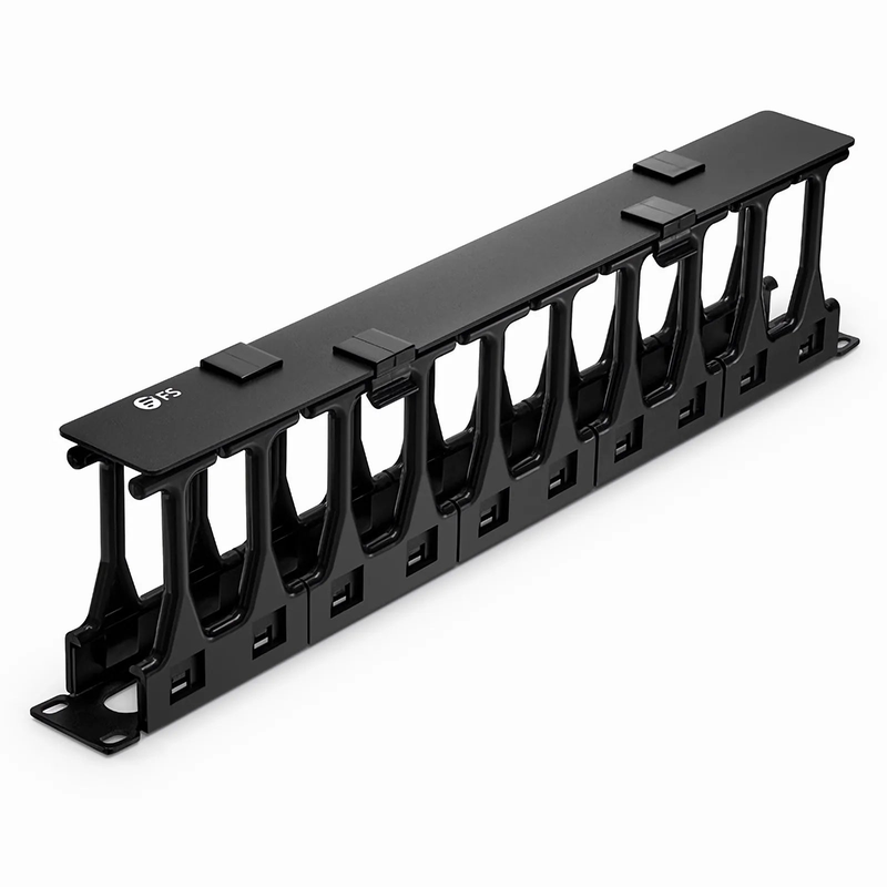 Horizontal Single Sided Steel Manager, 1RU, Finger Duct with Cover, 4.44 in. Depth