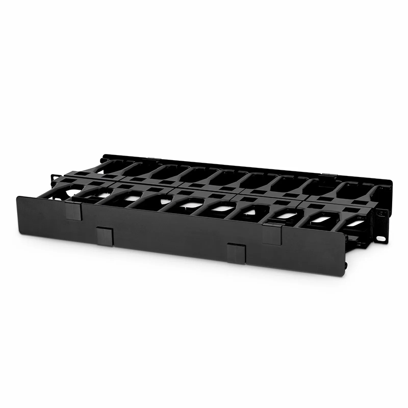 Horizontal Dual Sided High Capacity Cable Manager, 1RU, Finger Duct with Cover, 9.07 in. Depth