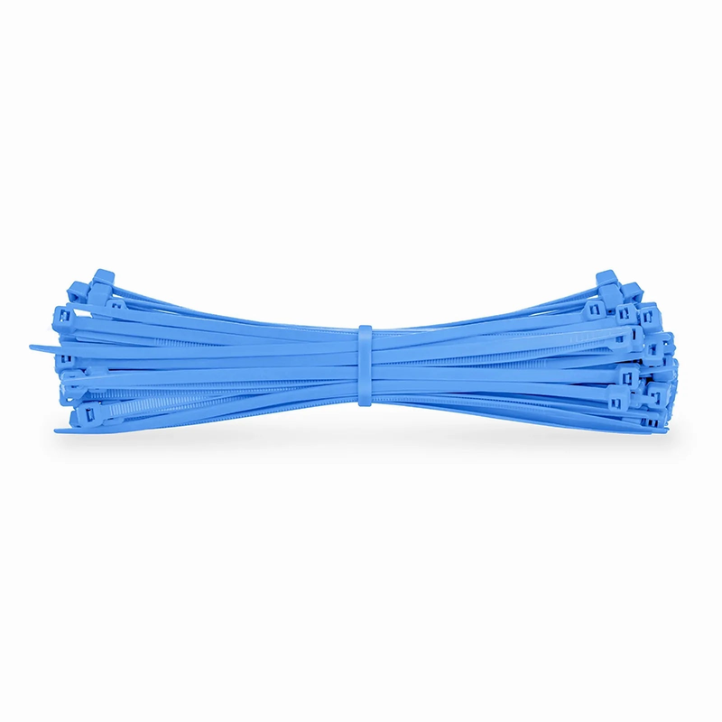 100Pcs/Pack 8in.L x 0.18in.W Self-Locking Nylon Cable Ties, Blue