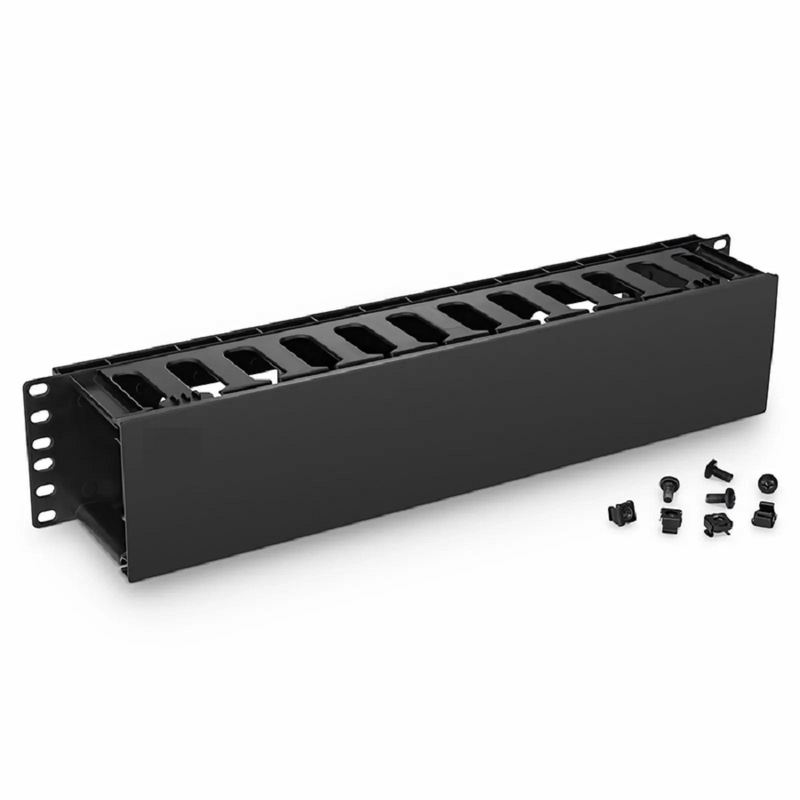 Horizontal Single Sided Manager, 2RU, Finger Duct with Cover, 3.43 in. Depth