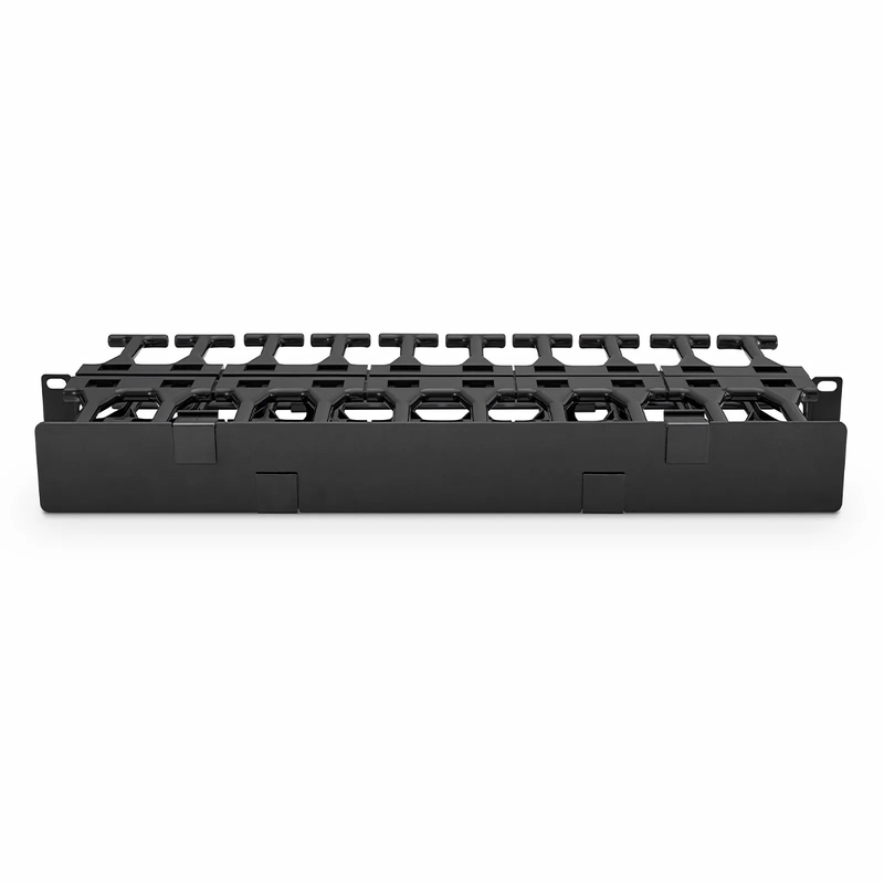 Horizontal Dual Sided High Capacity Cable Manager, 1RU, Finger Duct with Cover, 9.07 in. Depth