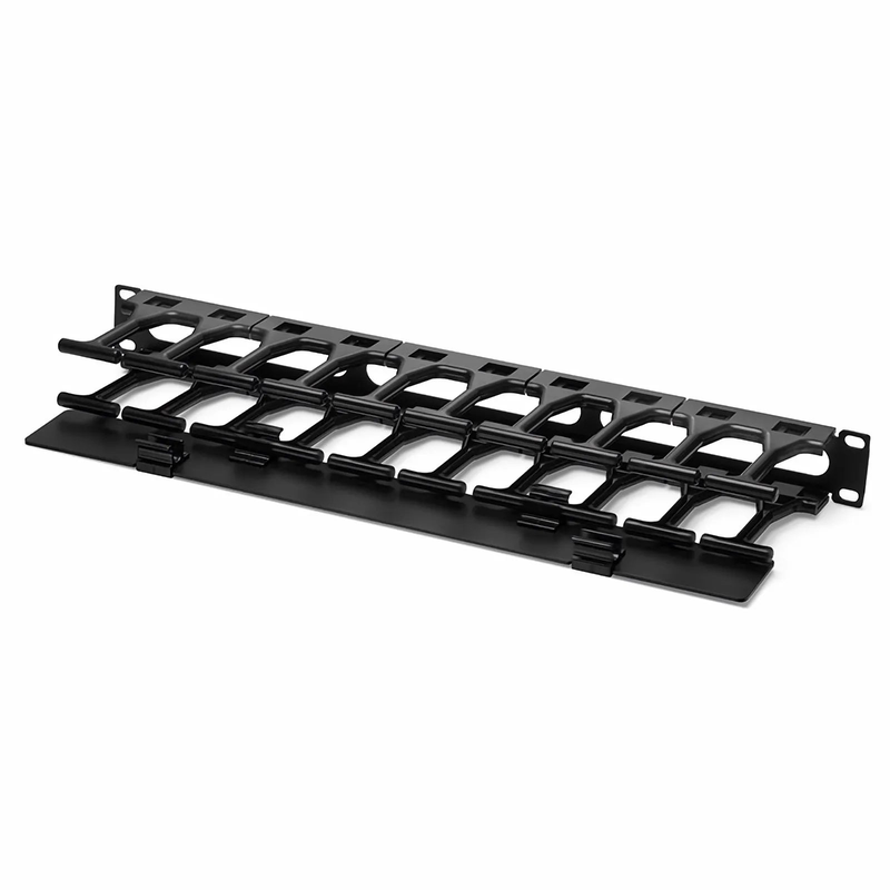 Horizontal Single Sided Steel Manager, 1RU, Finger Duct with Cover, 4.44 in. Depth
