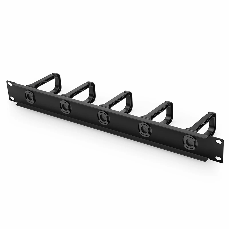 Horizontal Single Sided Manager, 1RU, 5 Snap-in D-Rings, 3.37 in. Depth