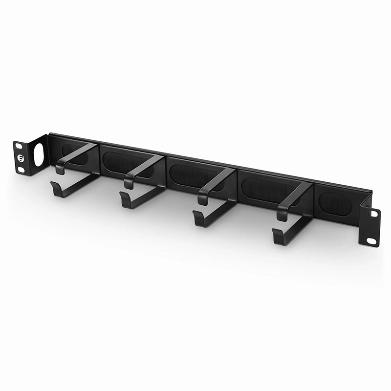 Recessed Horizontal Single Sided Pass-Thru Manager, 1RU, 4 D-rings & Brush Strip, 3.46 in. Depth