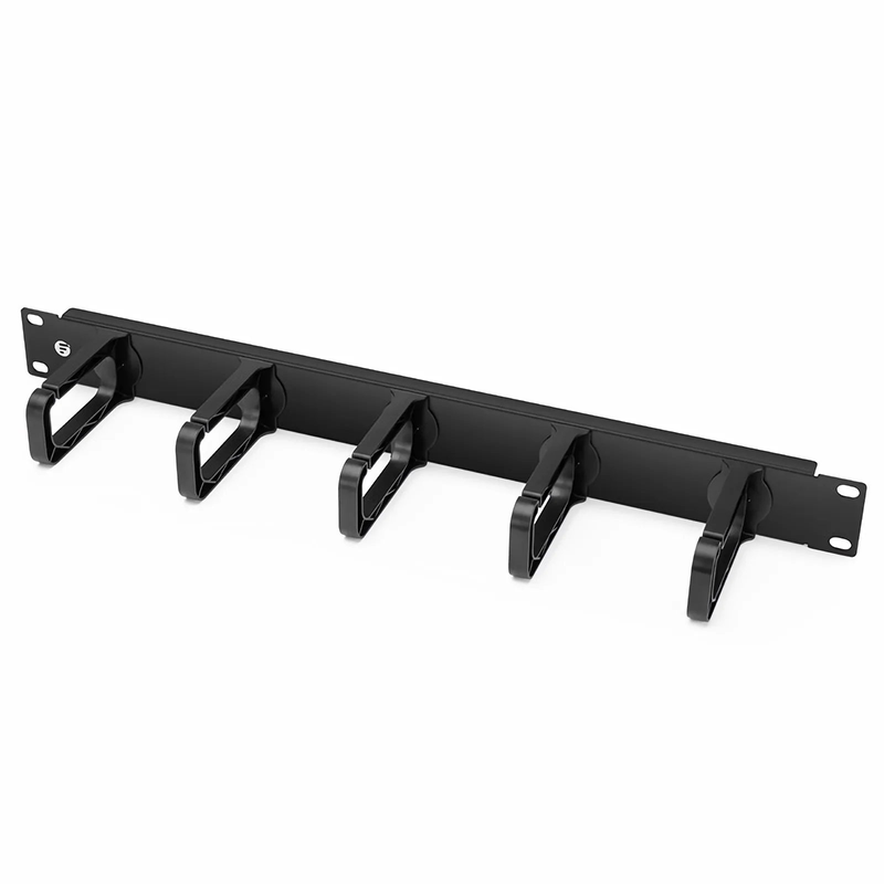 Horizontal Single Sided Manager, 1RU, 5 Snap-in D-Rings, 3.37 in. Depth
