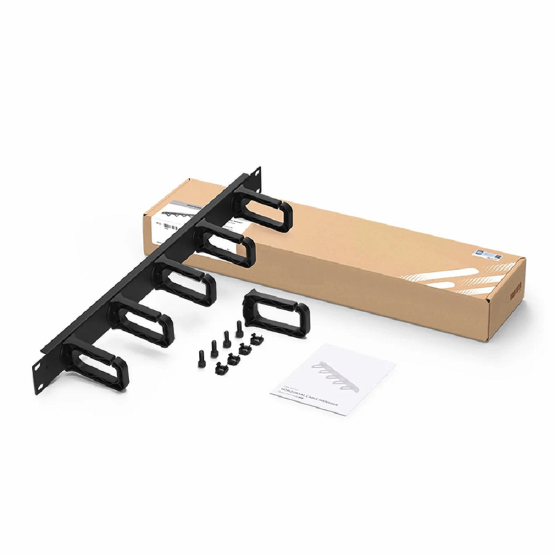 Horizontal Single Sided Manager, 1RU, 5 Snap-in D-Rings, 3.37 in. Depth