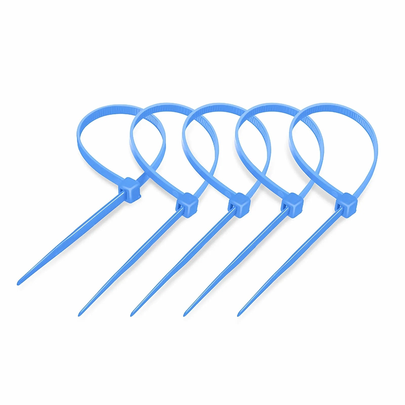 100Pcs/Pack 8in.L x 0.18in.W Self-Locking Nylon Cable Ties, Blue