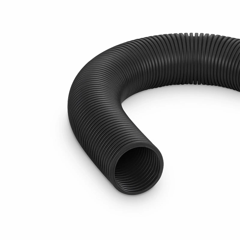 10m (33ft) Black Flame Retardant Polypropylene Convoluted Tubing, 36mm Inside Diameter