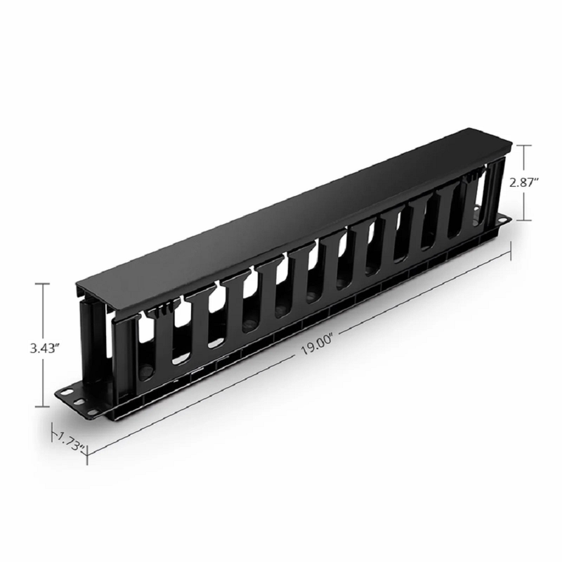 Horizontal Single Sided Manager, 1RU, Finger Duct with Cover, 3.43 in. Depth