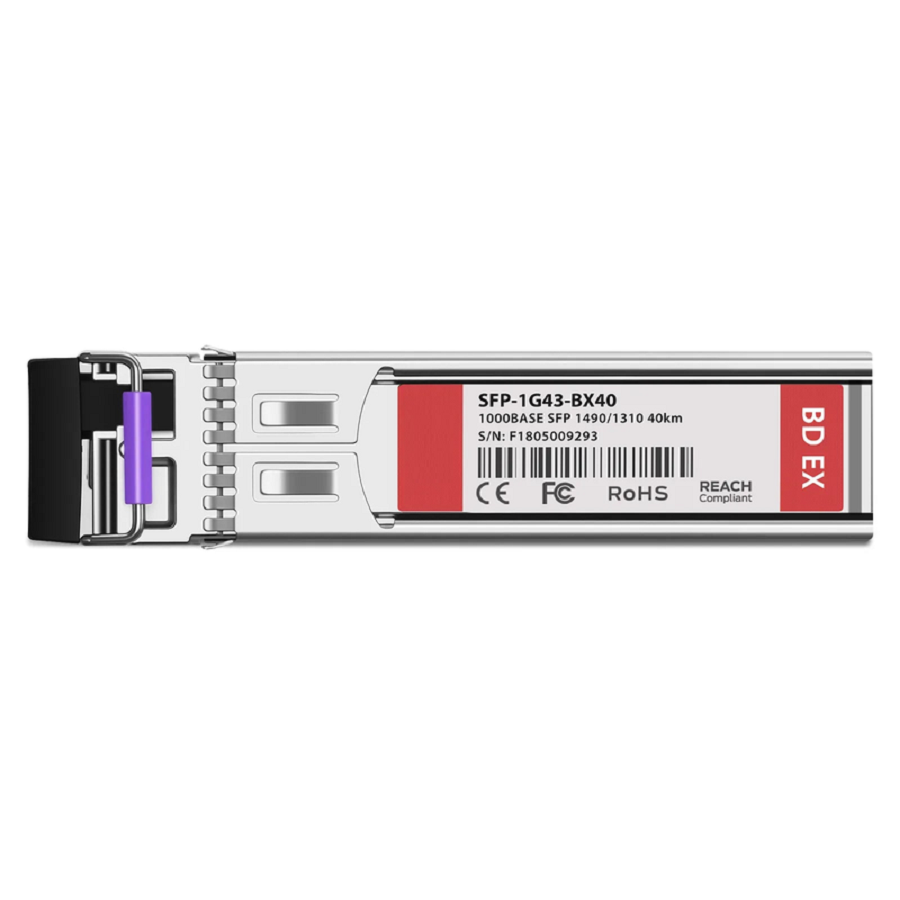 NETGEAR Compatible 1000BASE-BX-D SFP BiDi 1490nm-TX/1310nm-RX 40km DOM Simplex LC/UPC SMF Optical Transceiver Module