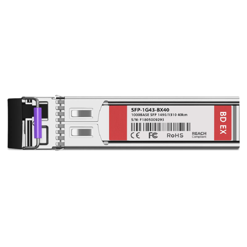 NETGEAR Compatible 1000BASE-BX-D SFP BiDi 1490nm-TX/1310nm-RX 20km DOM Simplex LC/UPC SMF Optical Transceiver Module