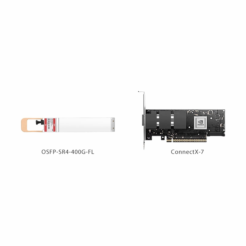 NVIDIA/Mellanox MMA4Z00-NS400 Compatible 400GBASE-SR4 OSFP Flat Top 4 x 100G PAM4 850nm 50m DOM MPO-12/APC MMF InfiniBand NDR Optical Transceiver Module for ConnectX-7 HCA