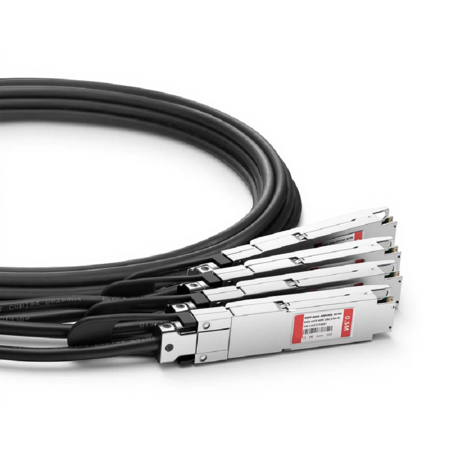 0.5m (2ft) NVIDIA/Mellanox MCP7Y50-N0005 Compatible 800G OSFP 8 x 100G PAM4 Finned Top to 4 x 200G OSFP 2 x 100G PAM4 Finned Top InfiniBand NDR Passive Direct Attach Copper Breakout Cable for Quantum-2 Switches