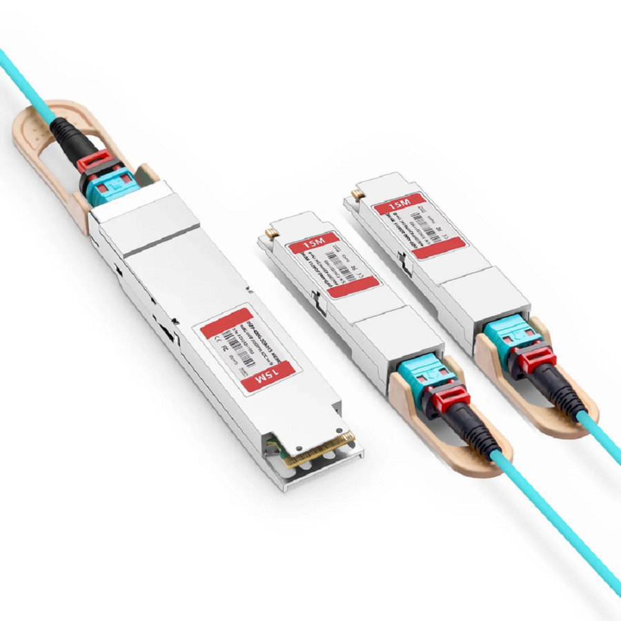 15m (49ft) NVIDIA/Mellanox MFA7U10-H015 Compatible 400G OSFP 8 x 50G PAM4 Finned Top to 2 x 200G QSFP56 4 x 50G PAM4 InfiniBand HDR Active Optical Breakout Cable for Quantum-2 Switches and ConnectX-6 HCA