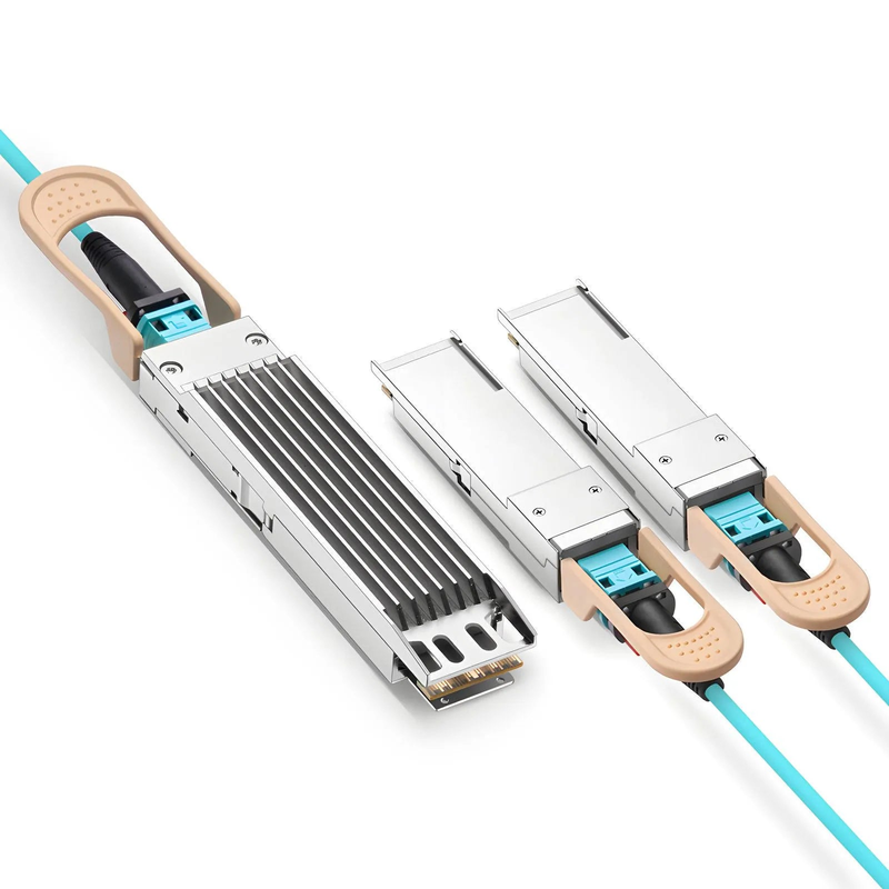 10m (33ft) NVIDIA/Mellanox MFA7U10-H010 Compatible 400G OSFP 8 x 50G PAM4 Finned Top to 2 x 200G QSFP56 4 x 50G PAM4 InfiniBand HDR Active Optical Breakout Cable for Quantum-2 Switches and ConnectX-6 HCA