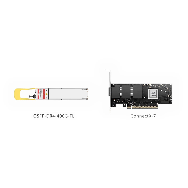 NVIDIA/Mellanox MMS4X00-NS400 Compatible 400GBASE-DR4 OSFP Flat Top 4 x 100G PAM4 1310nm 500m DOM MPO-12/APC SMF InfiniBand NDR Optical Transceiver Module for ConnectX-7 HCA