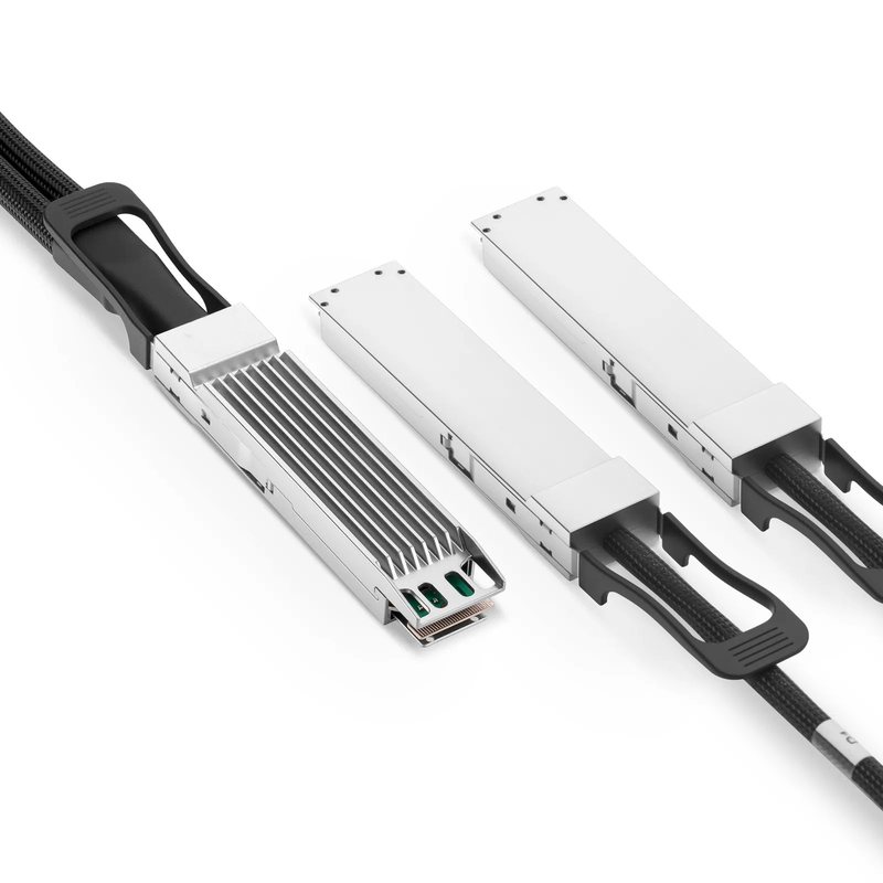 3m (10ft) NVIDIA/Mellanox Compatible 800G OSFP 8 x 100G PAM4 Finned Top to 2 x 400G OSFP 4 x 100G PAM4 Flat Top InfiniBand NDR Active Electrical Copper Breakout Cable for Quantum-2 Switches and ConnectX-7 HCA