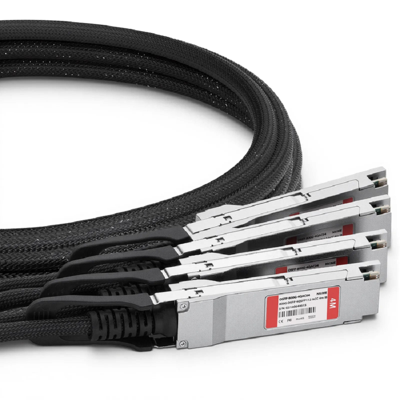 2m (7ft) NVIDIA/Mellanox MCA7J75-N002 Compatible 800G Twin-port OSFP 8 x 100G PAM4 Finned Top to 4 x 200G QSFP112 2 x 100G PAM4 InfiniBand NDR Active Direct Attach Copper Breakout Cable for Quantum-2 Switches and ConnectX-7 HCA