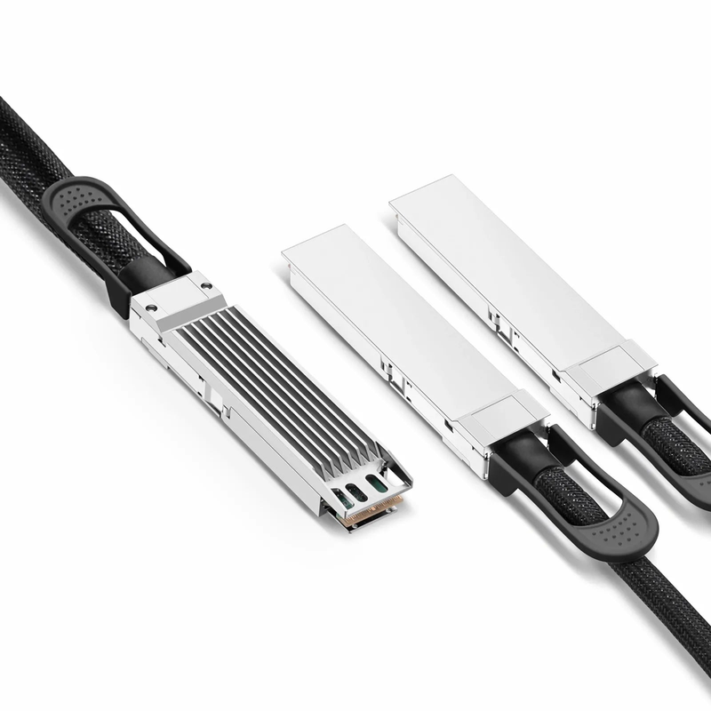 1.5m (5ft) NVIDIA/Mellanox MCP7Y00-N01A Compatible 800G OSFP 8 x 100G PAM4 Finned Top to 2 x 400G OSFP 4 x 100G PAM4 Flat Top Ethernet Passive Direct Attach Copper Breakout Cable