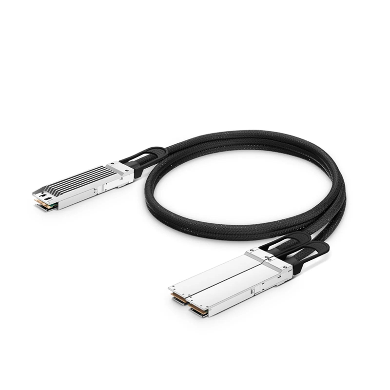 2m (7ft) 800G OSFP 8 x 100G PAM4 Finned Top to 2 x 400G OSFP 4 x 100G PAM4 Flat Top Passive Direct Attach Copper Breakout Cable for FS Switches