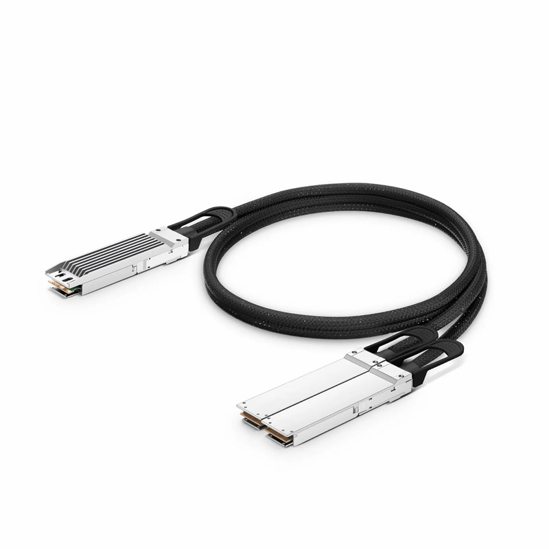 2m (7ft) Generic Compatible 800G OSFP 8 x 100G PAM4 Finned Top to 2 x 400G OSFP 4 x 100G PAM4 Flat Top Passive Direct Attach Copper Breakout Cable