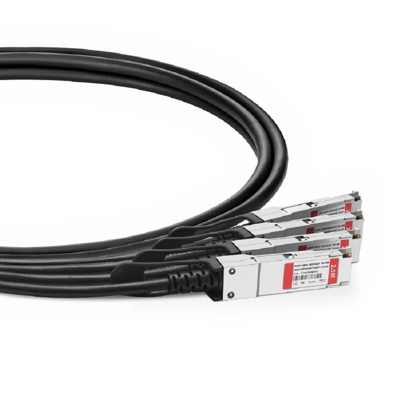 0.5m (2ft) Generic Compatible 400G OSFP 8 x 50G PAM4 Finned Top to 4 x 100G QSFP56 2 x 50G PAM4 Passive Direct Attach Copper Breakout Cable
