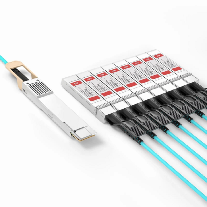 7m (23ft) Generic Compatible 400G QSFP-DD 8 x 50G PAM4 to 8 x 50G SFP56 25G NRZ Active Optical Breakout Cable