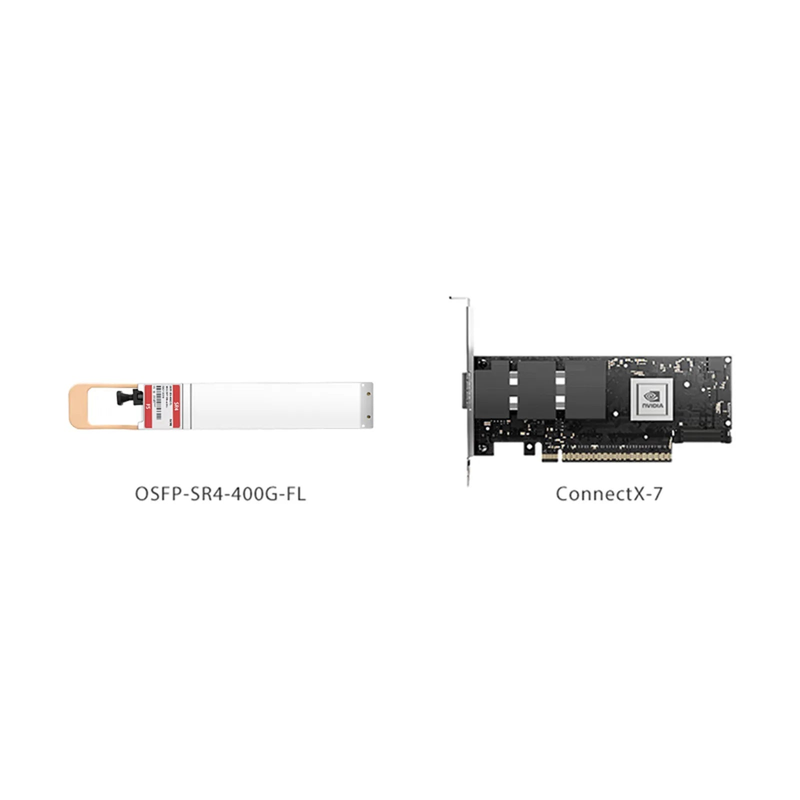 NVIDIA/Mellanox MMA4Z00-NS400 Compatible 400GBASE-SR4 OSFP Flat Top 4 x 100G PAM4 850nm 50m DOM MPO-12/APC MMF Ethernet Optical Transceiver Module for ConnectX-7 HCA