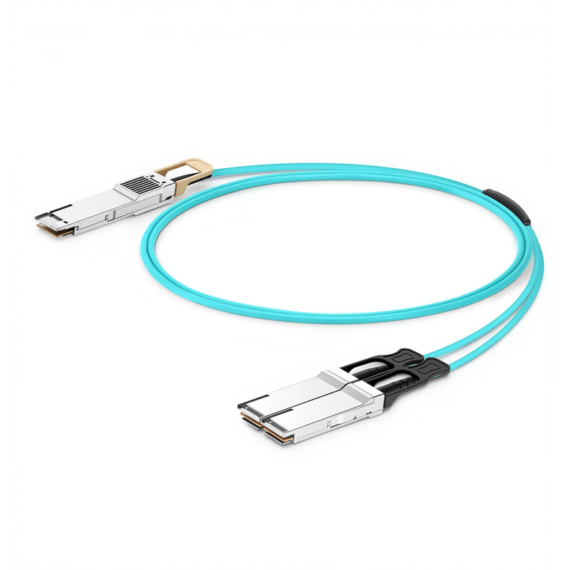 5m (16ft) NVIDIA/Mellanox Compatible 400G QSFP-DD 8 x 50G PAM4 to 2 x 200G QSFP56 4 x 50G PAM4 Ethernet Active Optical Breakout Cable