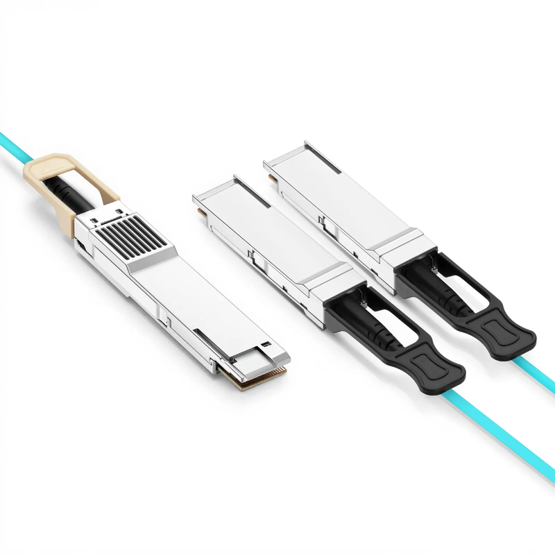 3m (10ft) Juniper Networks QDD-2X200G-AOC-3M Compatible 400G QSFP-DD 8 x 50G PAM4 to 2 x 200G QSFP56 4 x 50G PAM4 Ethernet Active Optical Breakout Cable