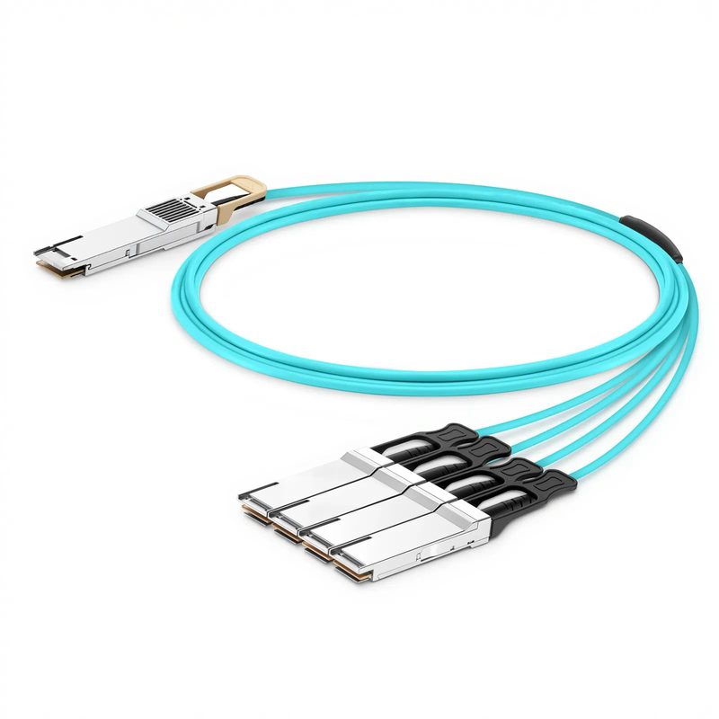 10m (33ft) NVIDIA/Mellanox Compatible 400G QSFP-DD 8 x 50G PAM4 to 4 x 100G QSFP56 2 x 50G PAM4 Ethernet Active Optical Breakout Cable