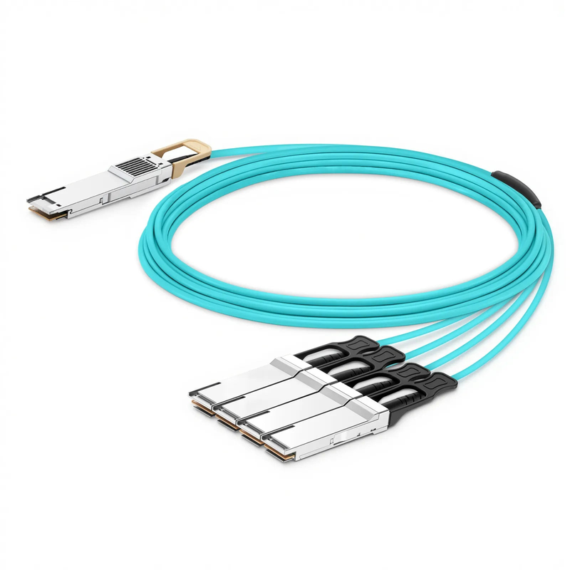 30m (98ft) HPE Aruba Compatible 400G QSFP-DD 8 x 50G PAM4 to 4 x 100G QSFP56 2 x 50G PAM4 Active Optical Breakout Cable