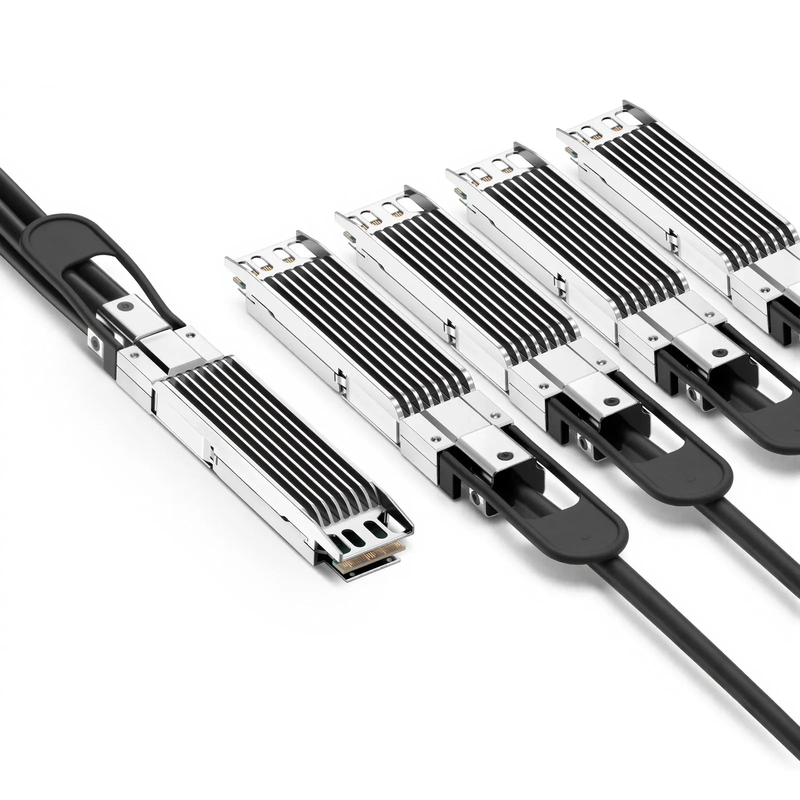 1.5m (5ft) NVIDIA/Mellanox MCP7Y50-N001 Compatible 800G OSFP 8 x 100G PAM4 Finned Top to 4 x 200G OSFP 2 x 100G PAM4 Finned Top Ethernet Passive Direct Attach Copper Breakout Cable