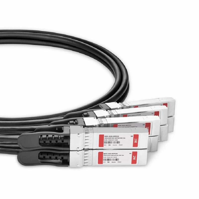 2m (7ft) NVIDIA/Mellanox Compatible 200G QSFP-DD 8 x 25G NRZ to 8 x 25G SFP28 25G NRZ Ethernet Passive Direct Attach Copper Breakout Cable