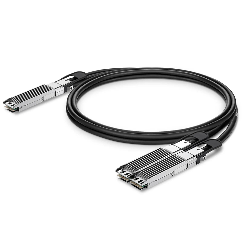 1.5m (5ft) Generic Compatible 800G OSFP 8 x 100G PAM4 Finned Top to 2 x 400G OSFP 4 x 100G PAM4 Finned Top Passive Direct Attach Copper Breakout Cable