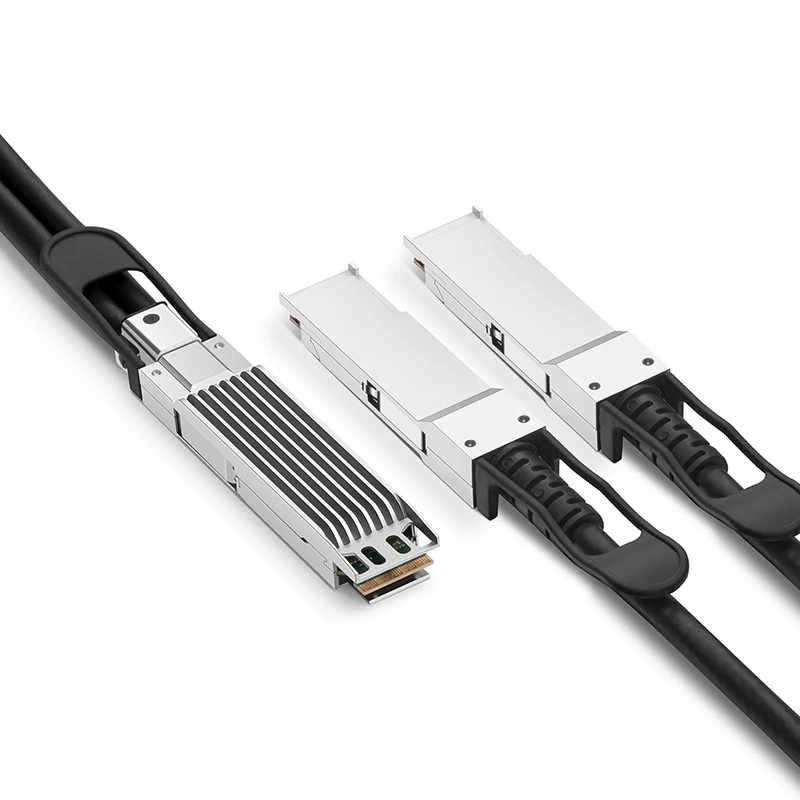1m (3ft) 400G OSFP 8 x 50G PAM4 Finned Top to 2 x 200G QSFP56 4 x 50G PAM4 Passive Direct Attach Copper Breakout Cable for FS Switches