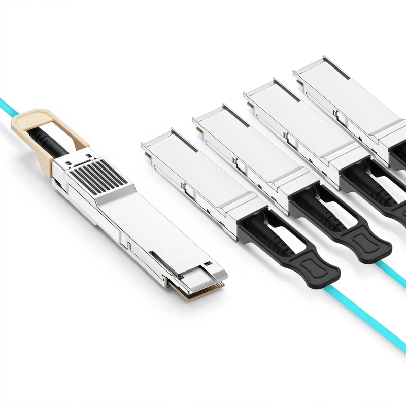 3m (10ft) Juniper Networks QDD-4X100G-AOC-3M Compatible 400G QSFP-DD 8 x 50G PAM4 to 4 x 100G QSFP28 4 x 25G NRZ Active Optical Breakout Cable
