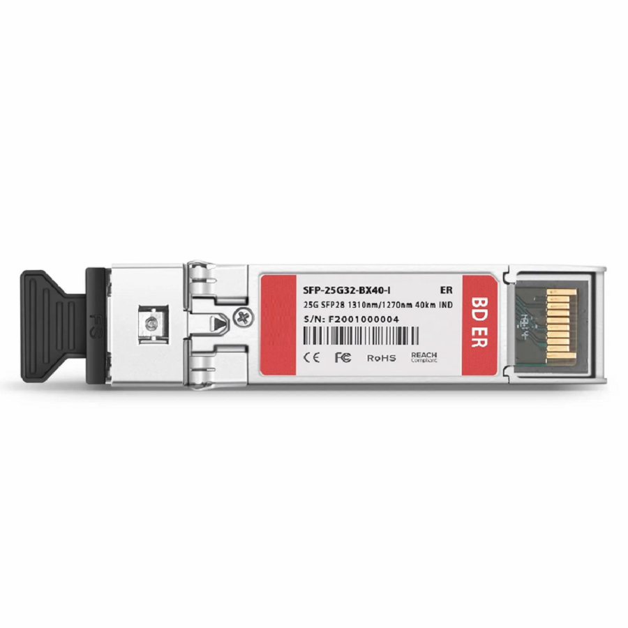 Ericsson Compatible SFP28 25GBASE-BX40-D BiDi 1310nm-TX/1270nm-RX 40km DOM Simplex LC/UPC SMF Optical Transceiver Module For 5G Wireless (Industrial)