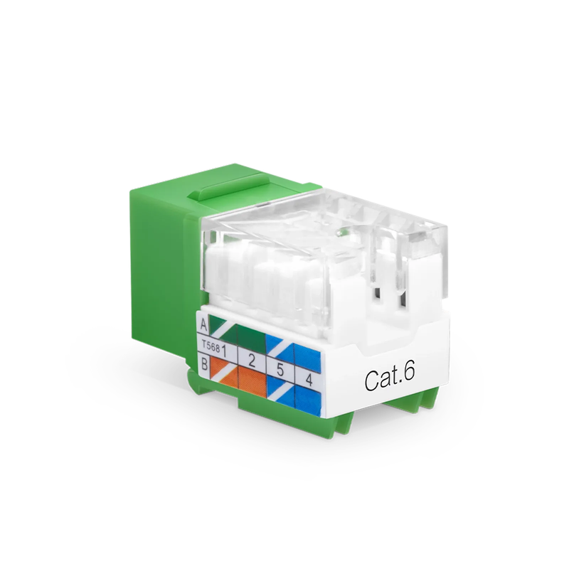 Cat6 RJ45 (8P8C) Unshielded Punch Down Keystone Jack Module, Green, 12Pcs/Pack