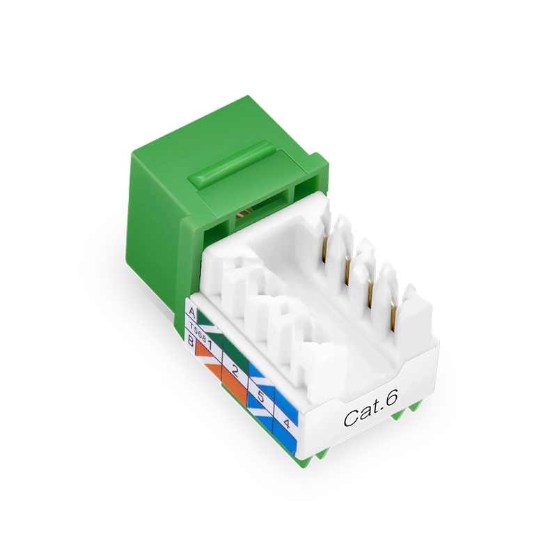 Cat6 RJ45 (8P8C) Unshielded Punch Down Keystone Jack Module, Green, 12Pcs/Pack