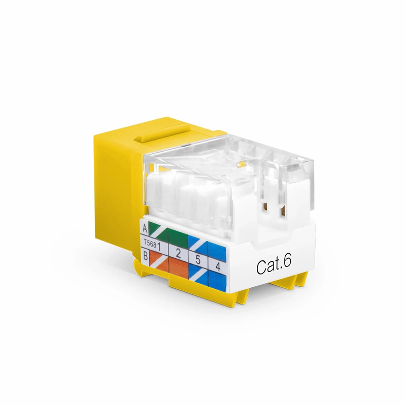 Cat6 RJ45 (8P8C) Unshielded Punch Down Keystone Jack Module, Yellow, 12Pcs/Pack