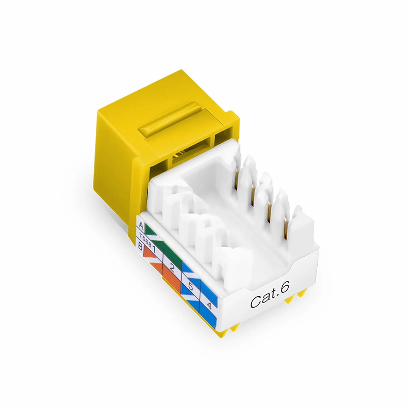 Cat6 RJ45 (8P8C) Unshielded Punch Down Keystone Jack Module, Yellow, 12Pcs/Pack